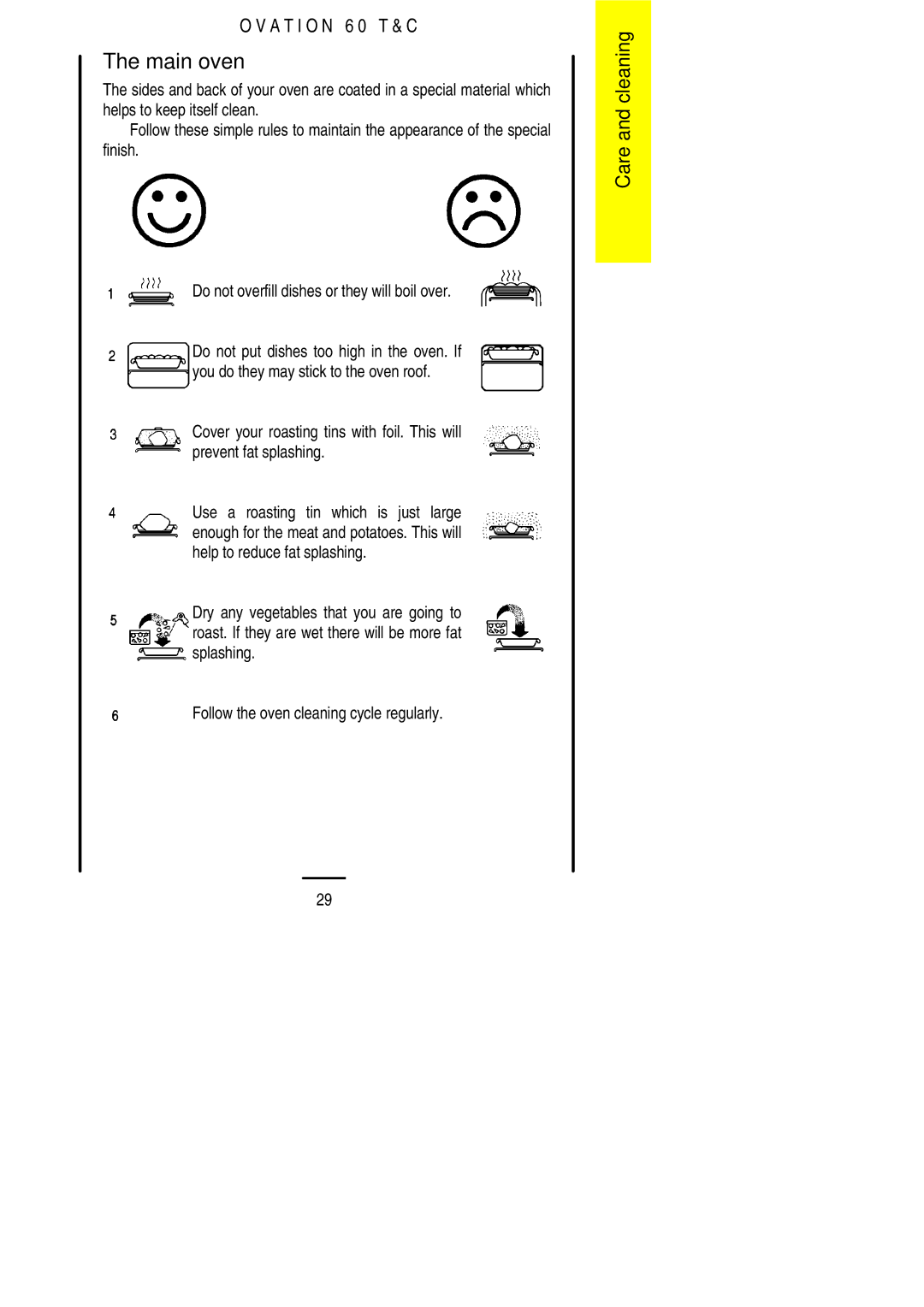 Electrolux 60 TC installation instructions Main oven 