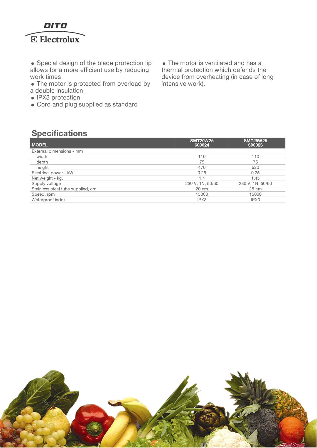 Electrolux manual Specifications, Model, SMT20W25 SMT25W25 600024 600026 