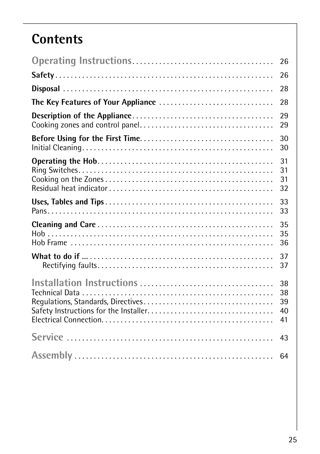 Electrolux 6000K manual Contents 