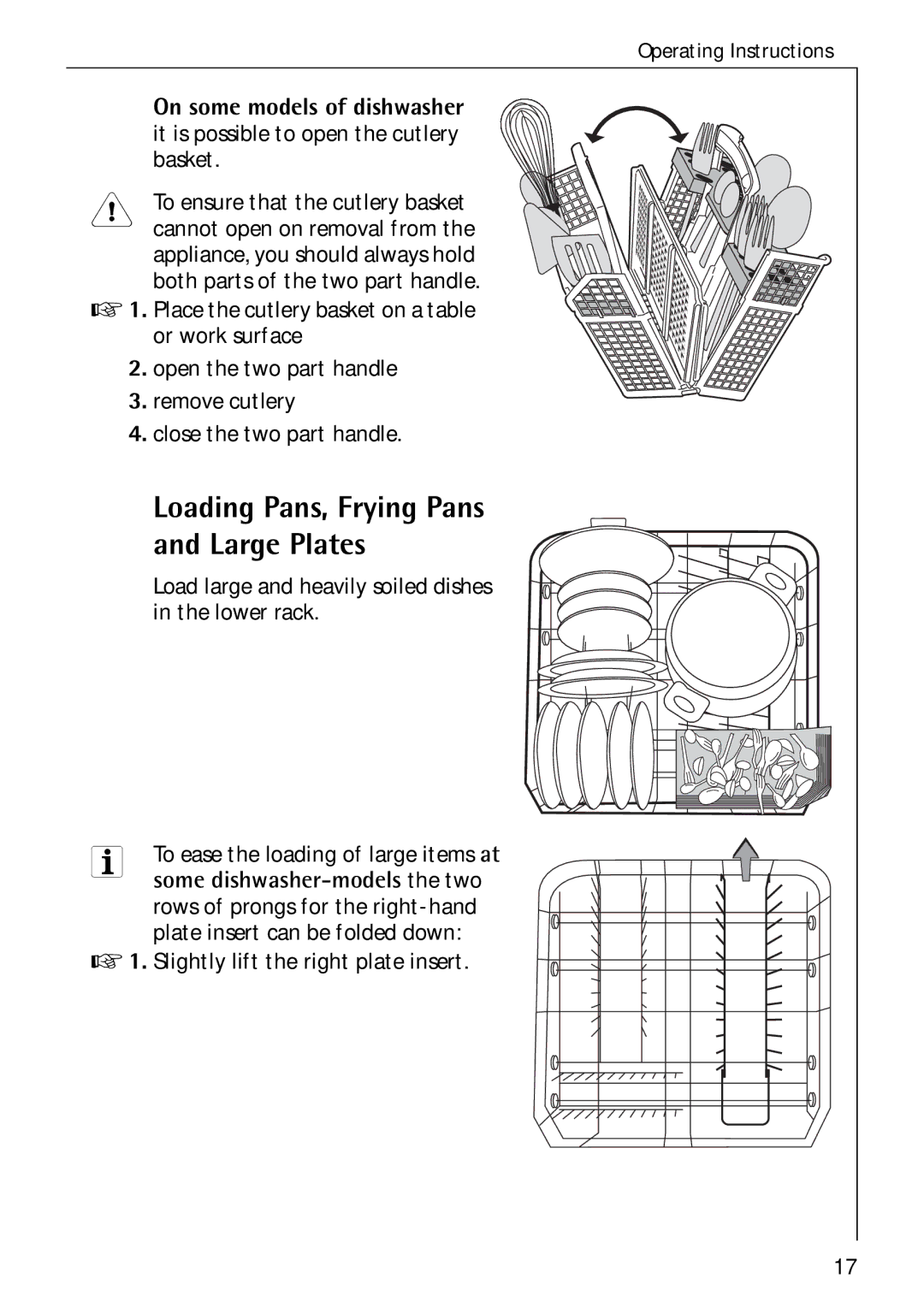 Electrolux 60750 VI Loading Pans, Frying Pans Large Plates, Basket, Or work surface, Slightly lift the right plate insert 