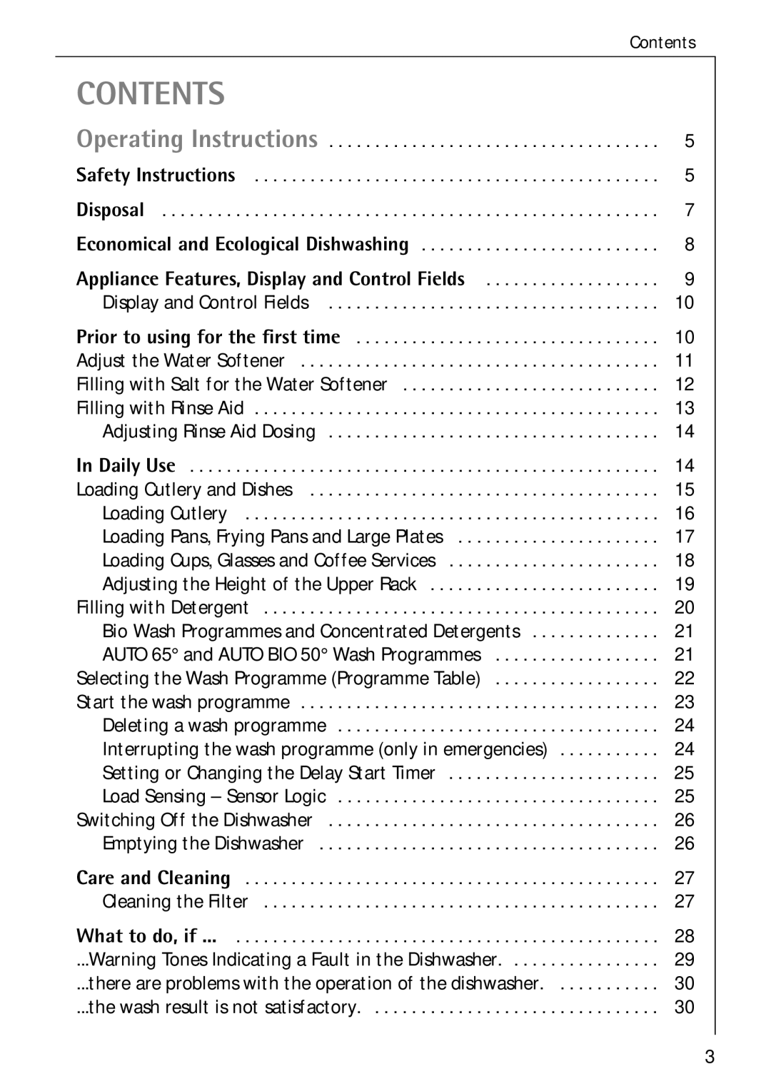 Electrolux 60750 VI manual Contents 