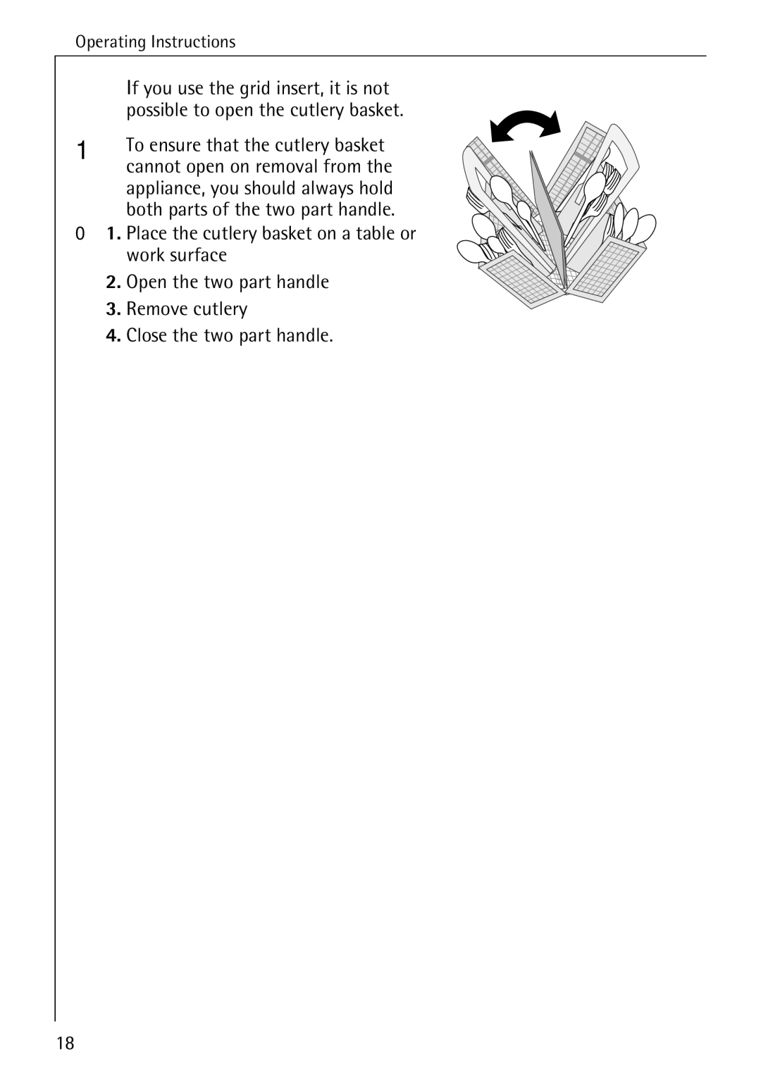 Electrolux 60800 manual If you use the grid insert, it is not, To ensure that the cutlery basket, Work surface 