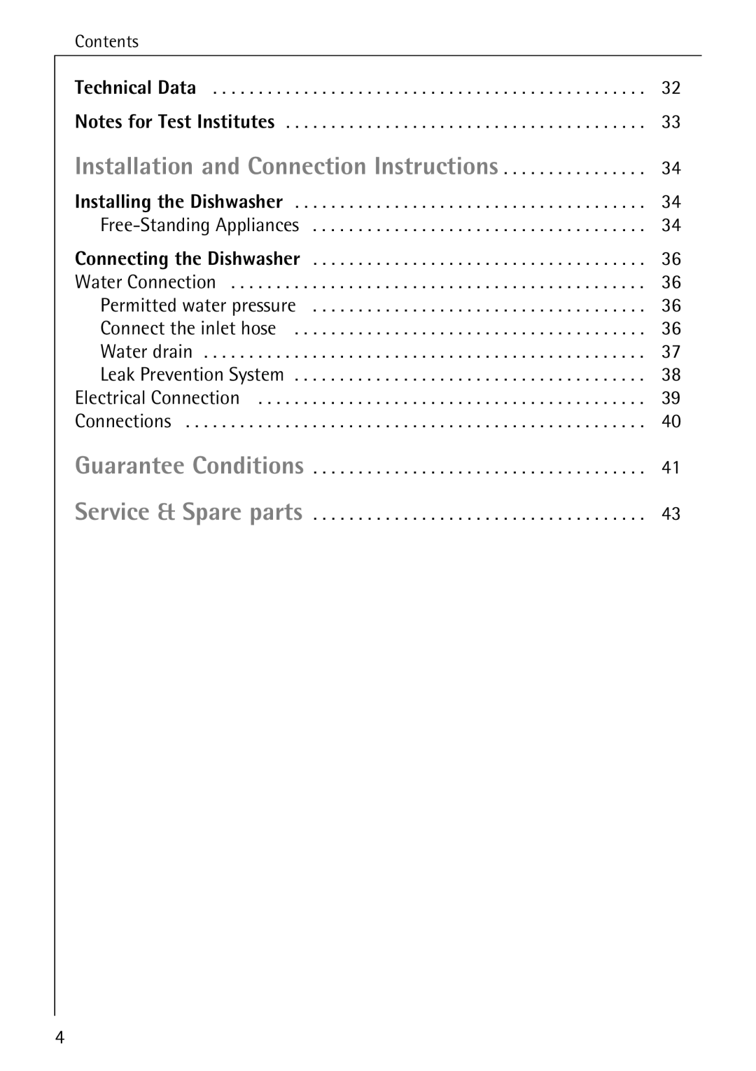 Electrolux 60800 manual Installation and Connection Instructions 