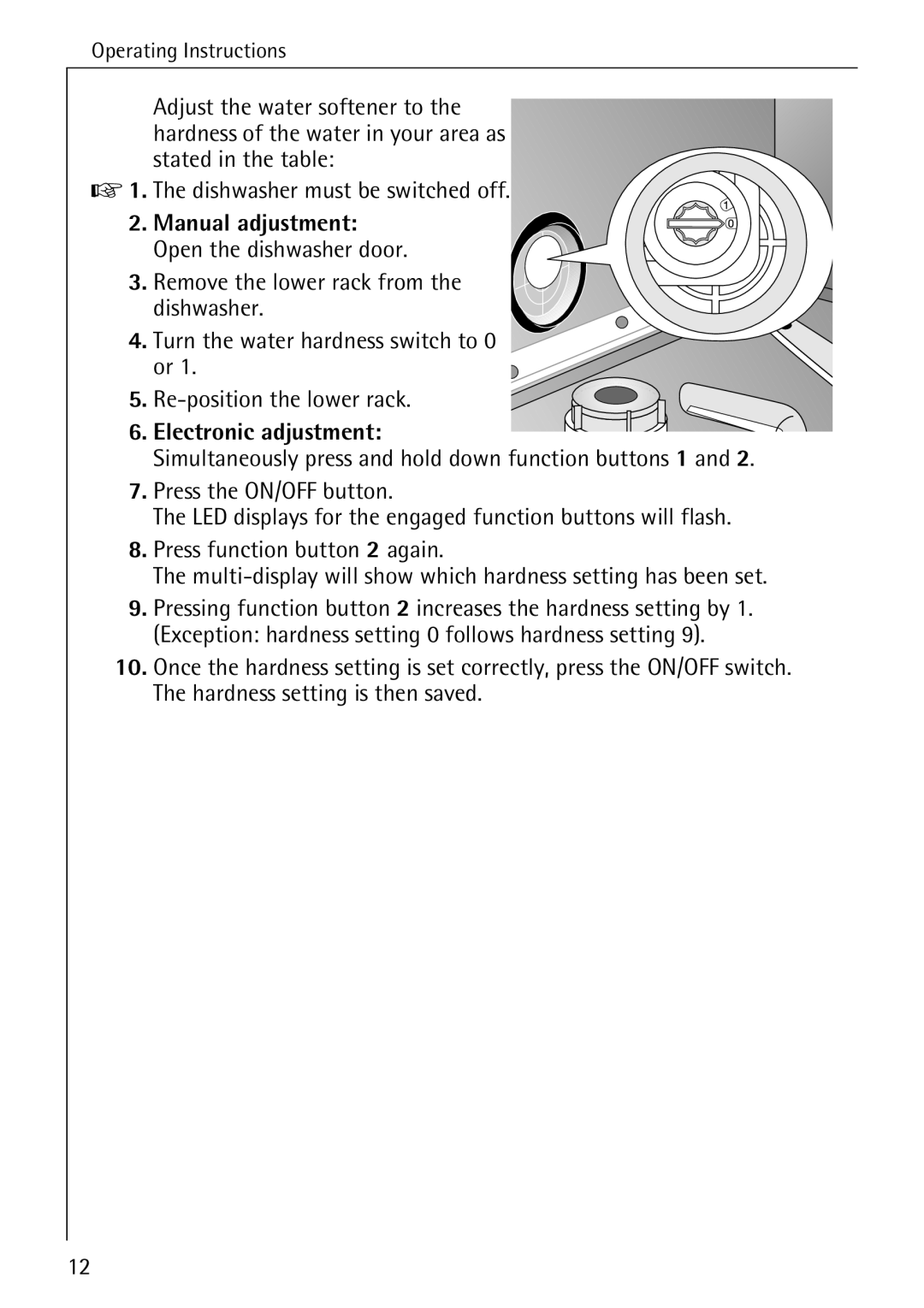 Electrolux 60820 manual Electronic adjustment 