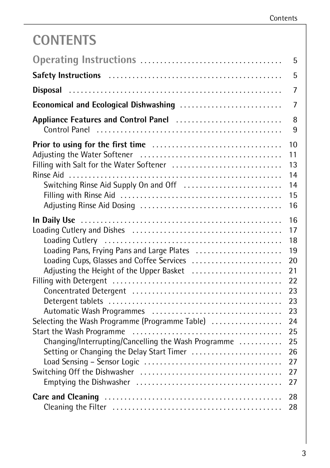 Electrolux 60820 manual Contents 