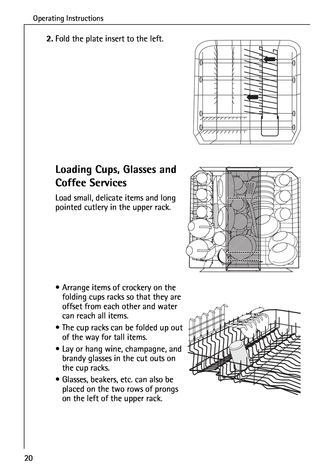 Electrolux 60820 manual Loading Cups, Glasses and Coffee Services 