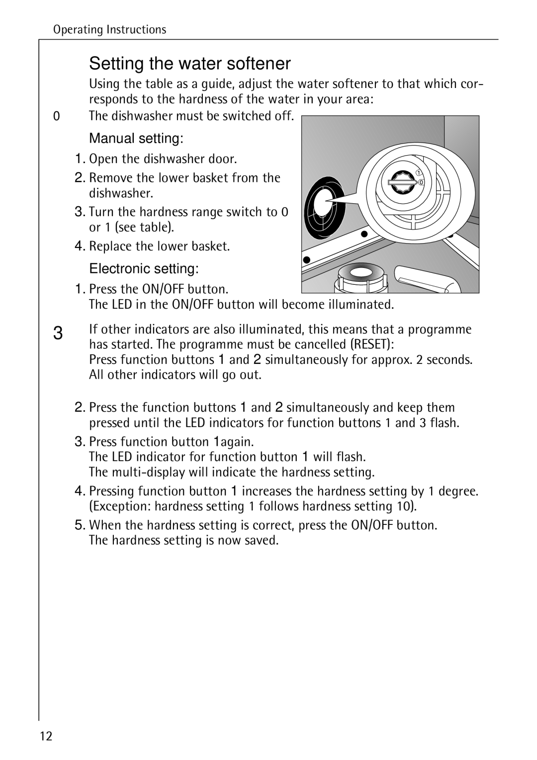 Electrolux 60830 manual Manual setting, Electronic setting 