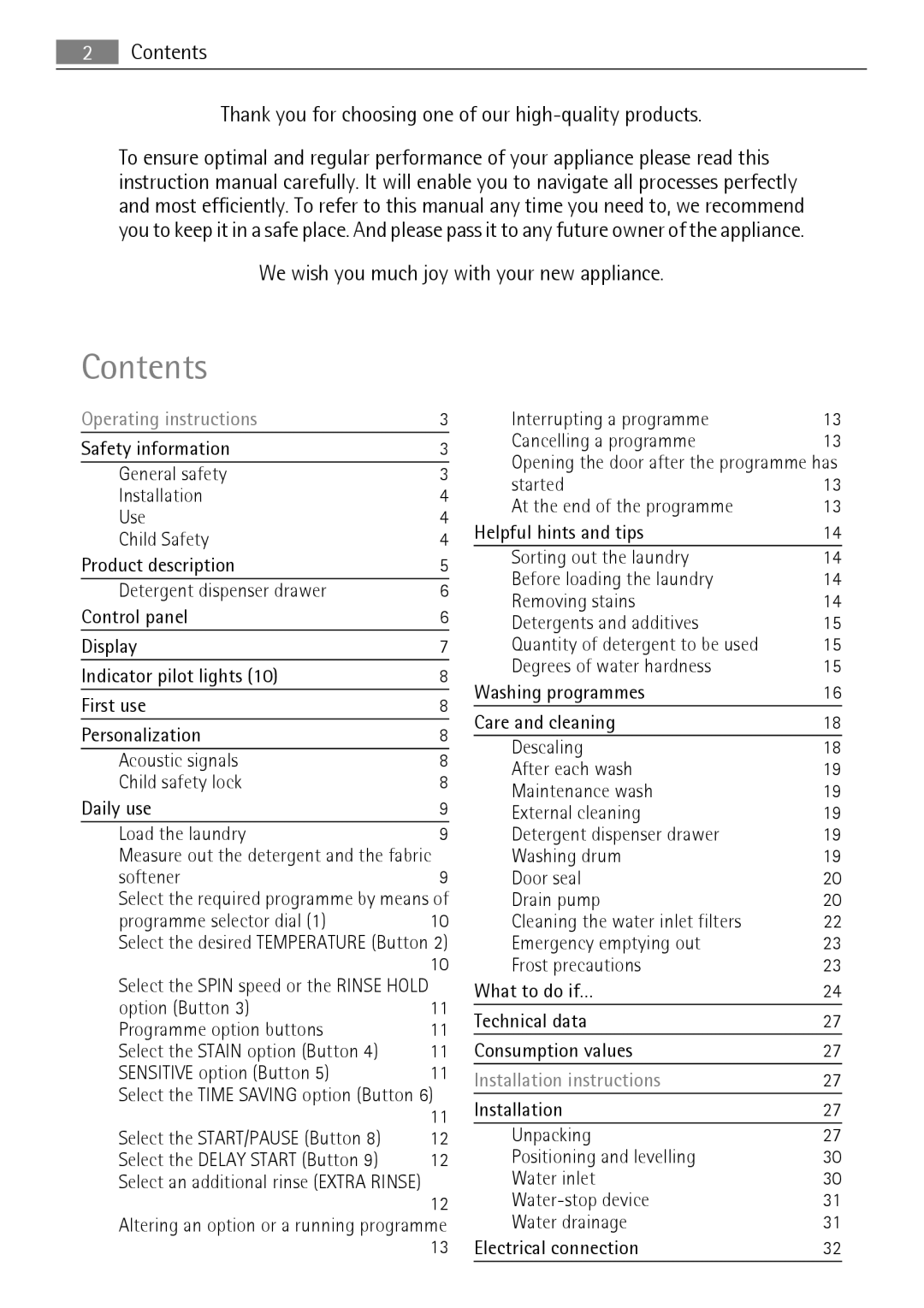 Electrolux 60840 L, 62840 L user manual Contents 