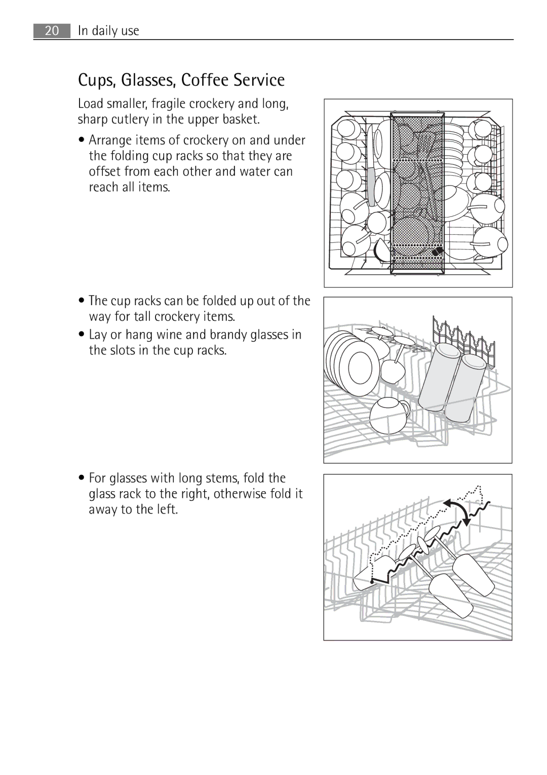 Electrolux 60870 user manual Cups, Glasses, Coffee Service 