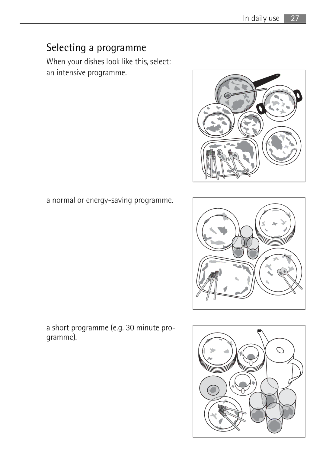 Electrolux 60870 user manual Selecting a programme 