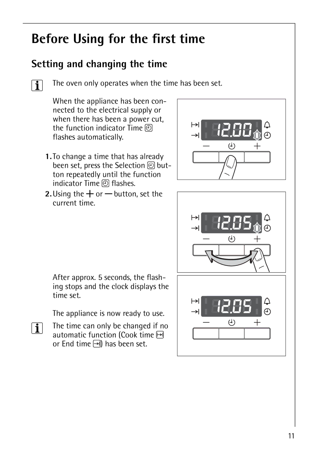 Electrolux 61016VI operating instructions Before Using for the first time, Setting and changing the time 