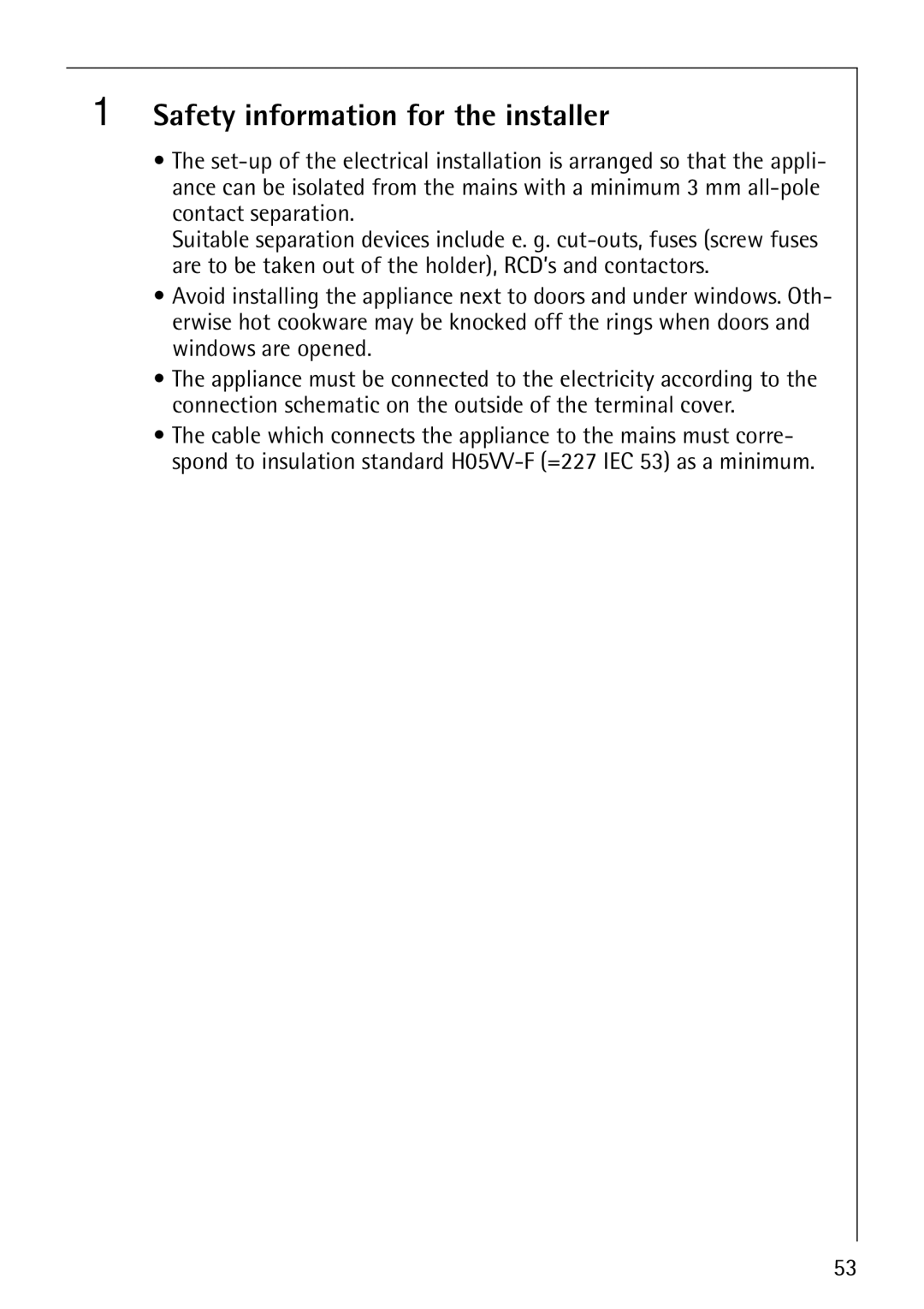 Electrolux 61016VI operating instructions Safety information for the installer 