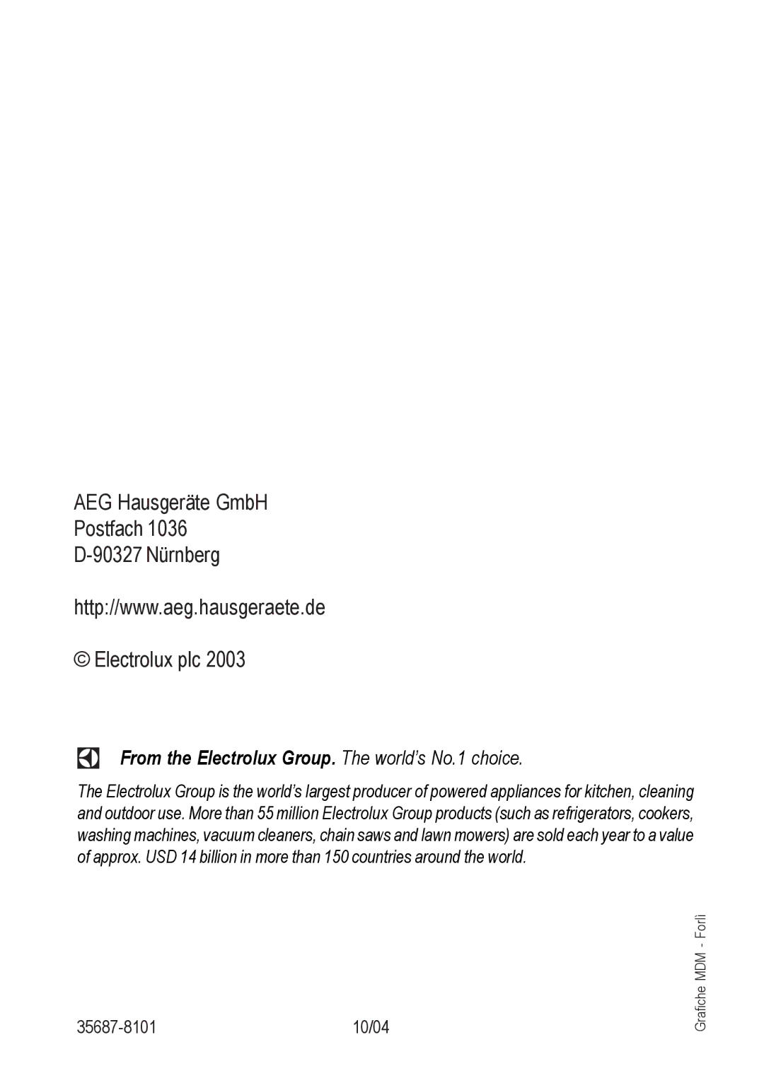 Electrolux 61502 G operating instructions AEG Hausgeräte GmbH Postfach 90327 Nürnberg Electrolux plc 