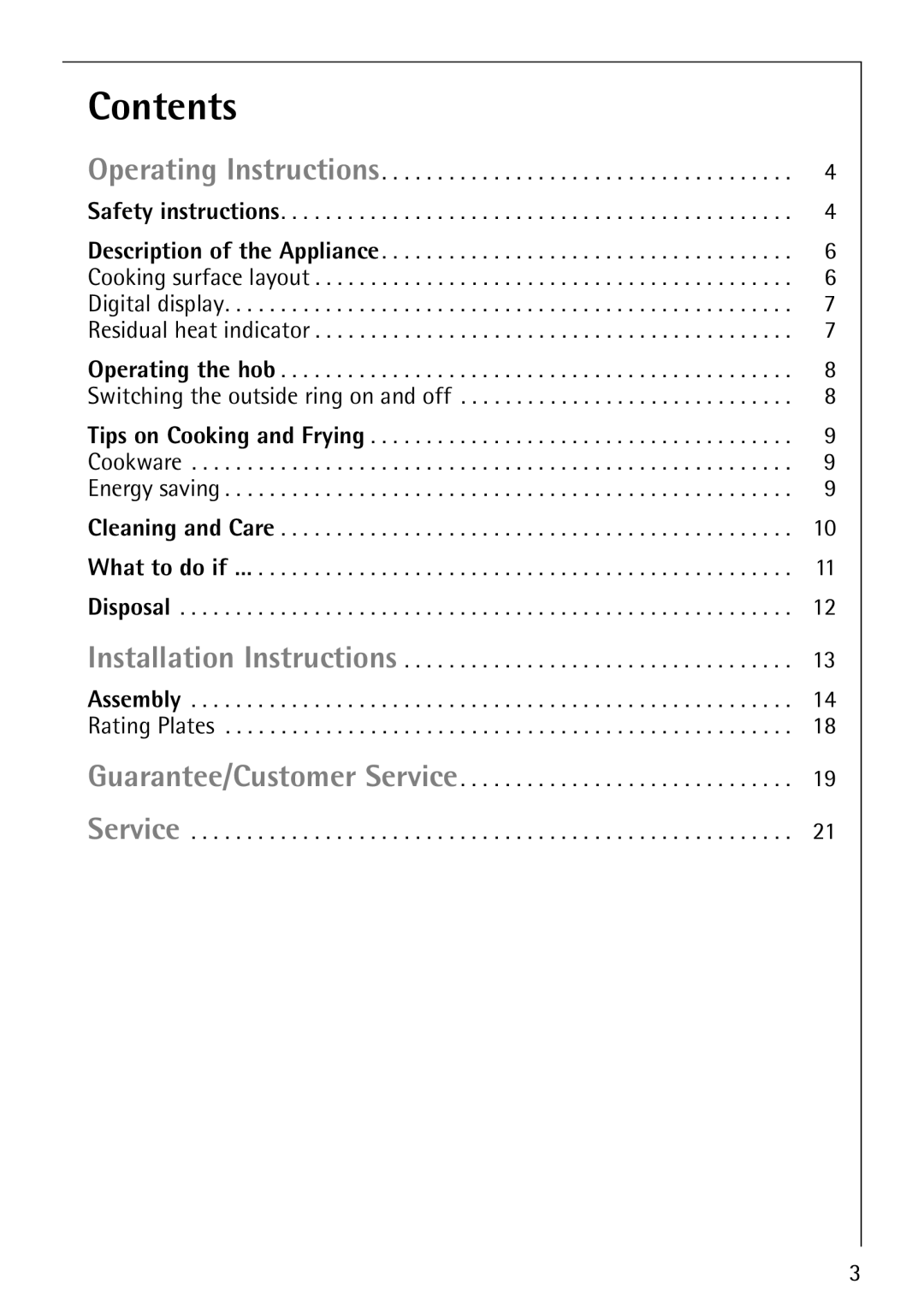 Electrolux 6204 operating instructions Contents 