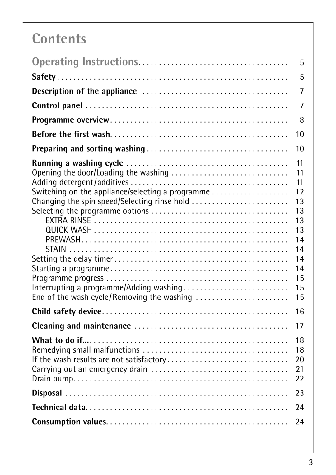 Electrolux 62610 manual Contents 