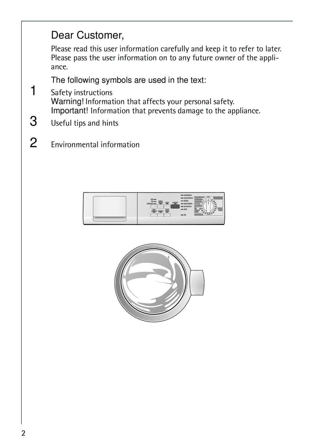 Electrolux 62825 manual Dear Customer, Following symbols are used in the text 