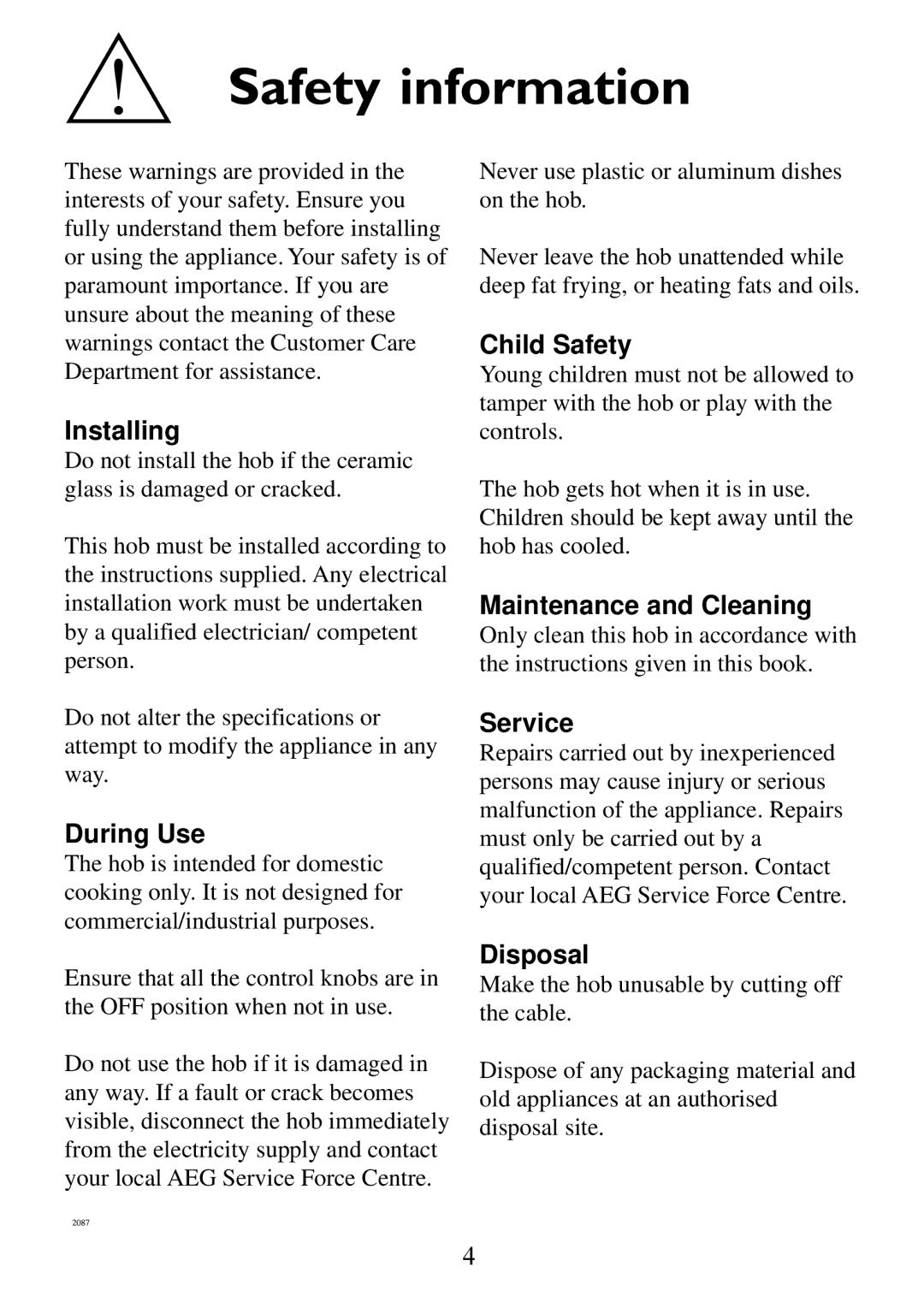 Electrolux 6310 DK-m manual Safety information 