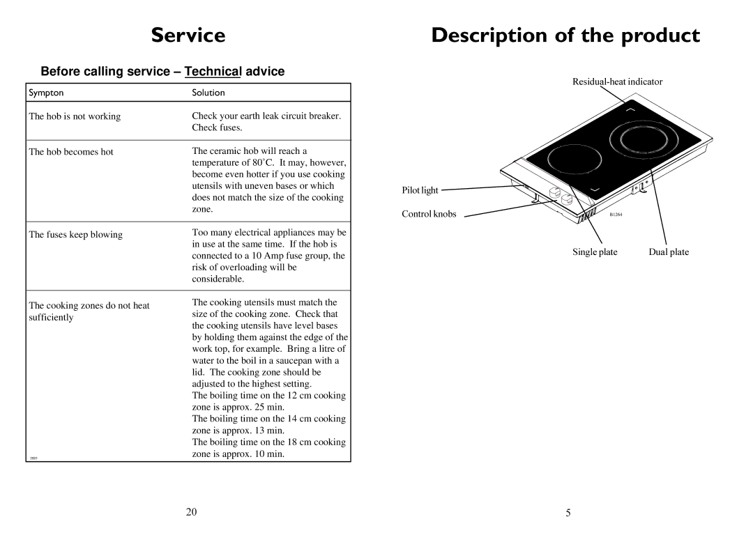 Electrolux 6310 DK manual Service, Description of the product 