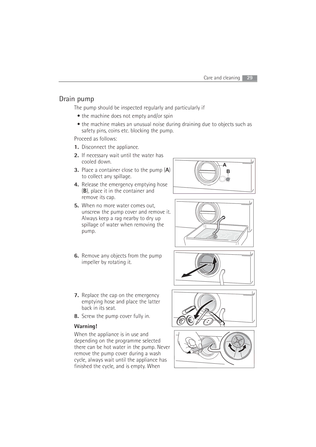 Electrolux 63742 VI manual Drain pump 