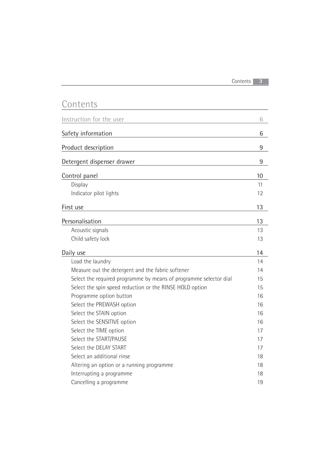 Electrolux 63742 VI manual Contents 