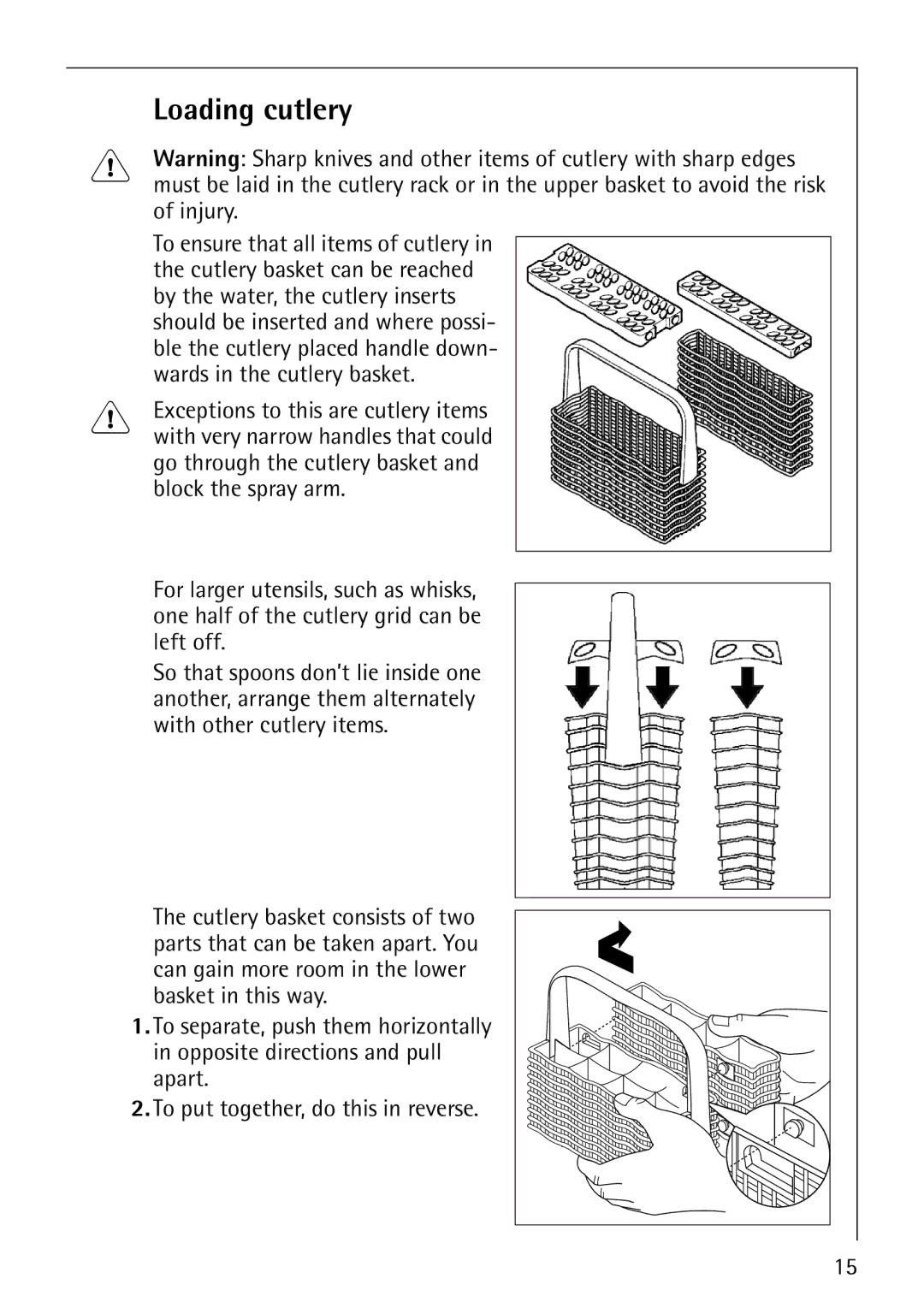 Electrolux 64570 Vi manual Loading cutlery 