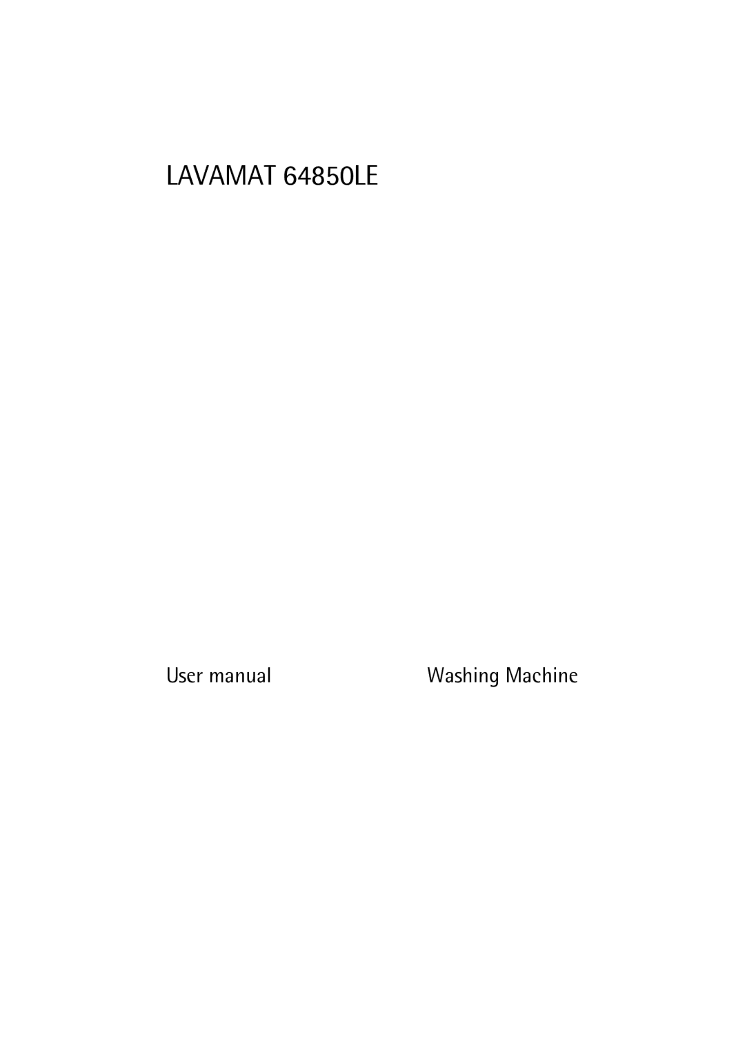 Electrolux user manual Lavamat 64850LE 