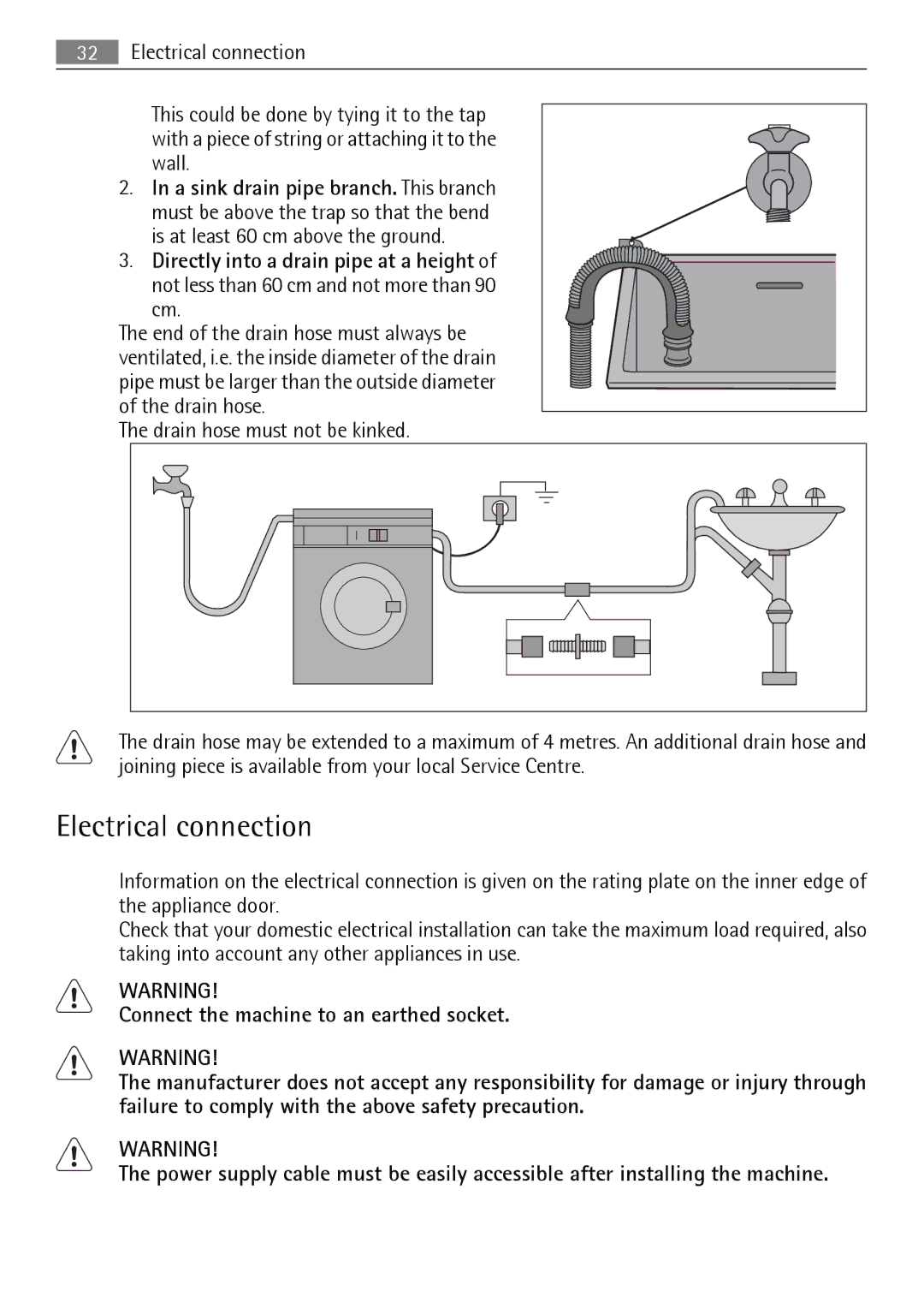 Electrolux 64850LE user manual Electrical connection 