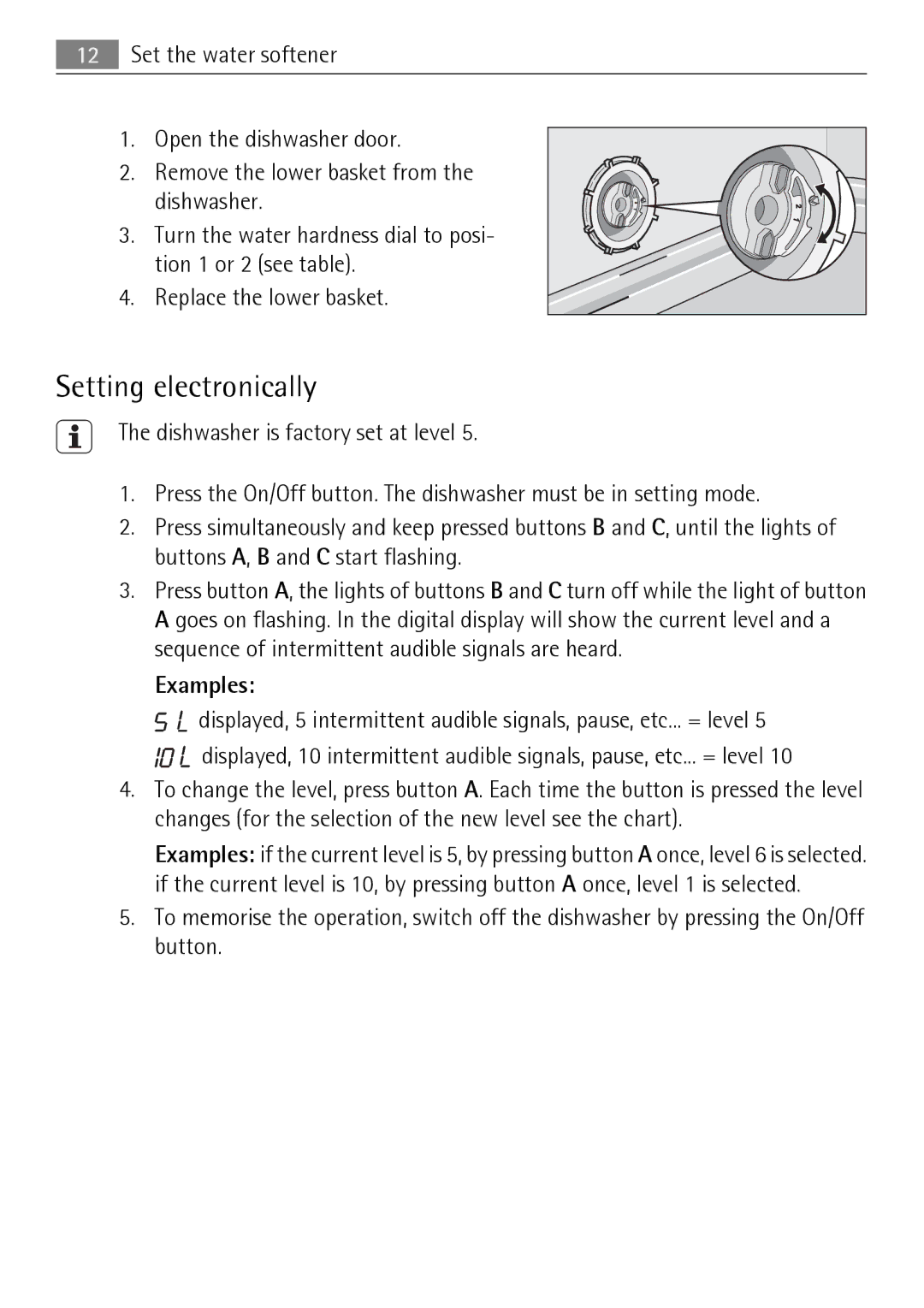 Electrolux 65011 VI user manual Setting electronically, Examples 