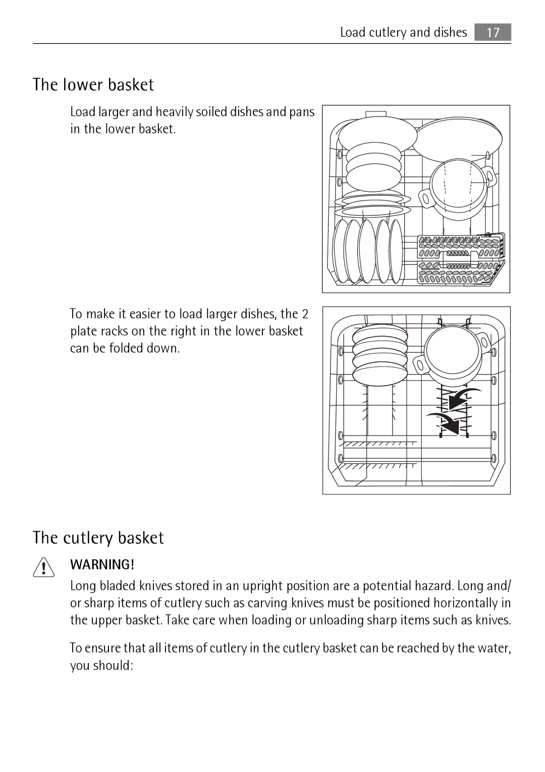 Electrolux 65011 VI user manual Lower basket, Cutlery basket 