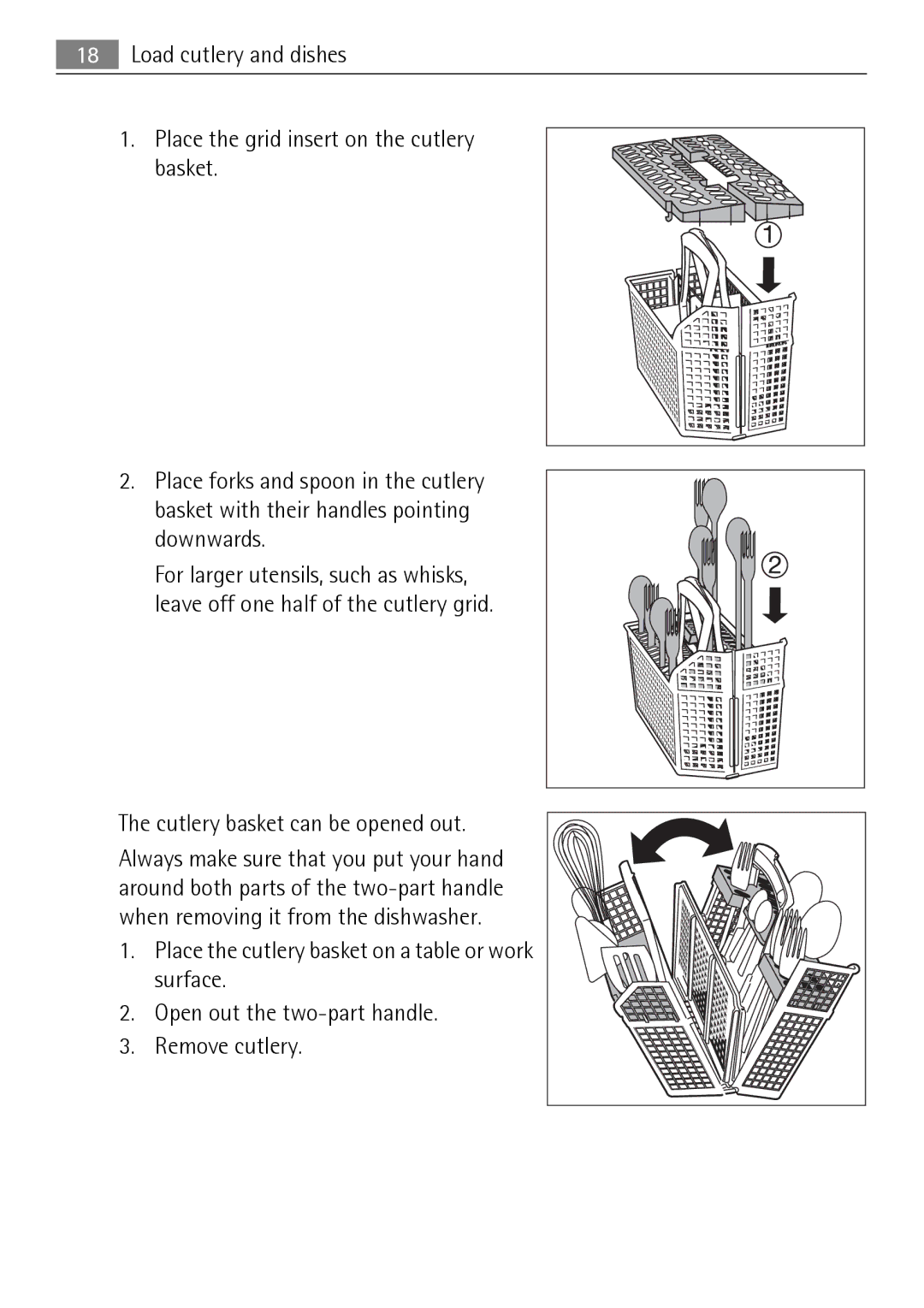 Electrolux 65011 VI user manual Cutlery basket can be opened out 