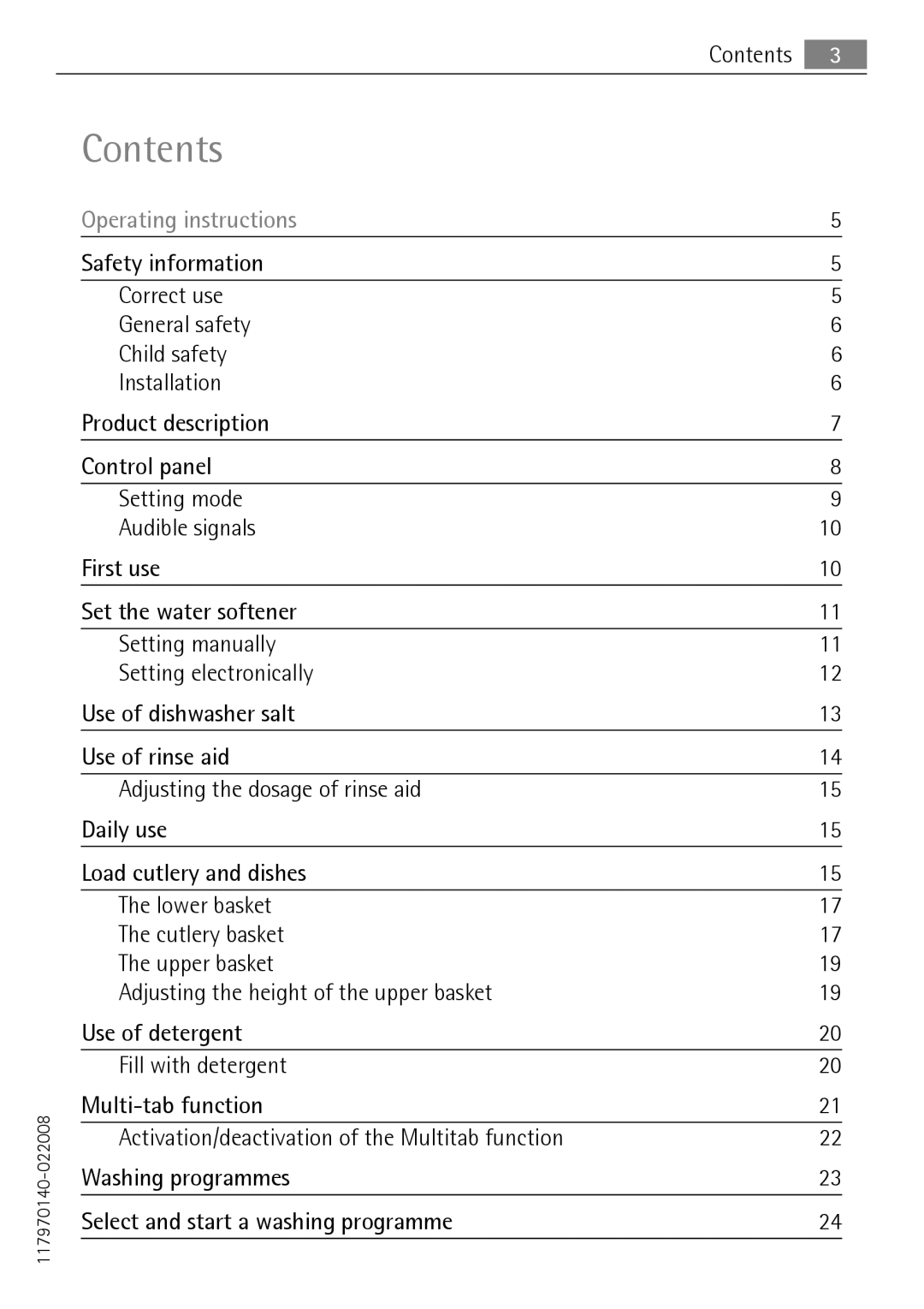 Electrolux 65011 VI user manual Contents 