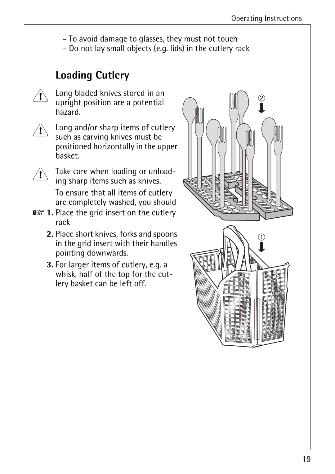 Electrolux 65050 VI manual Loading Cutlery 