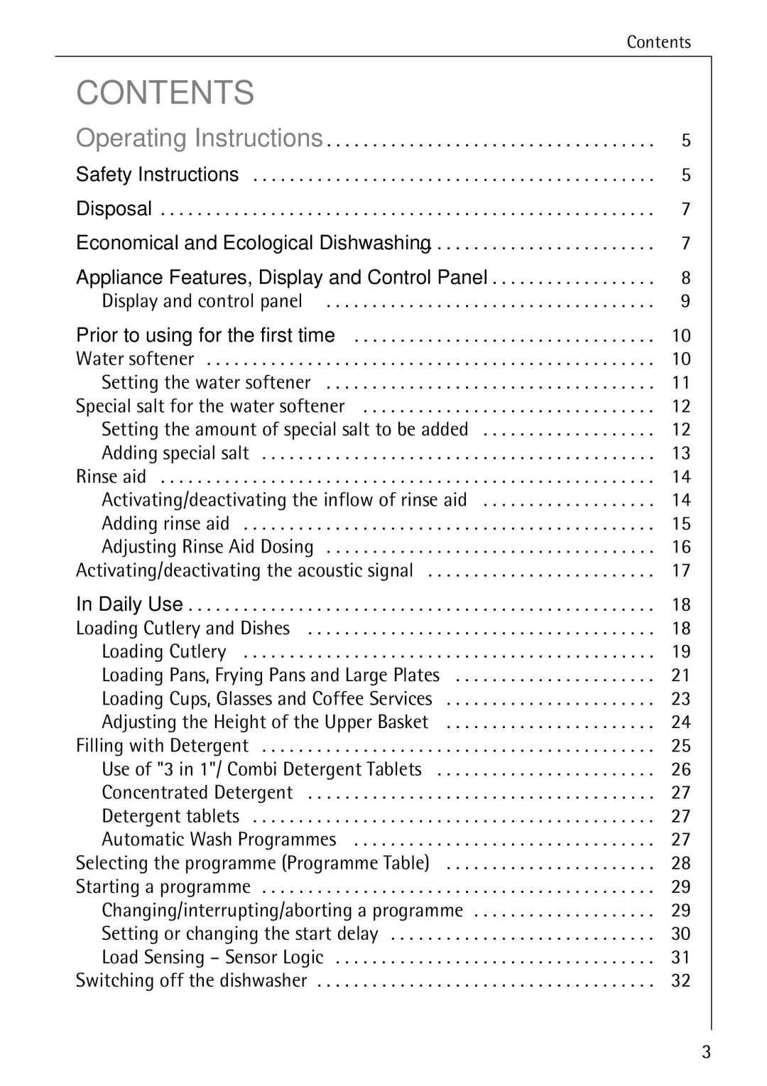 Electrolux 65050 VI manual Contents 