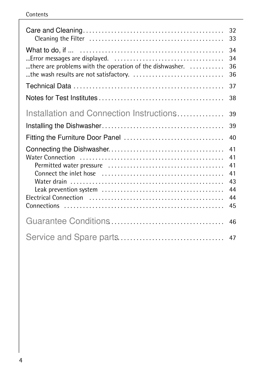 Electrolux 65050 VI manual Installation and Connection Instructions 