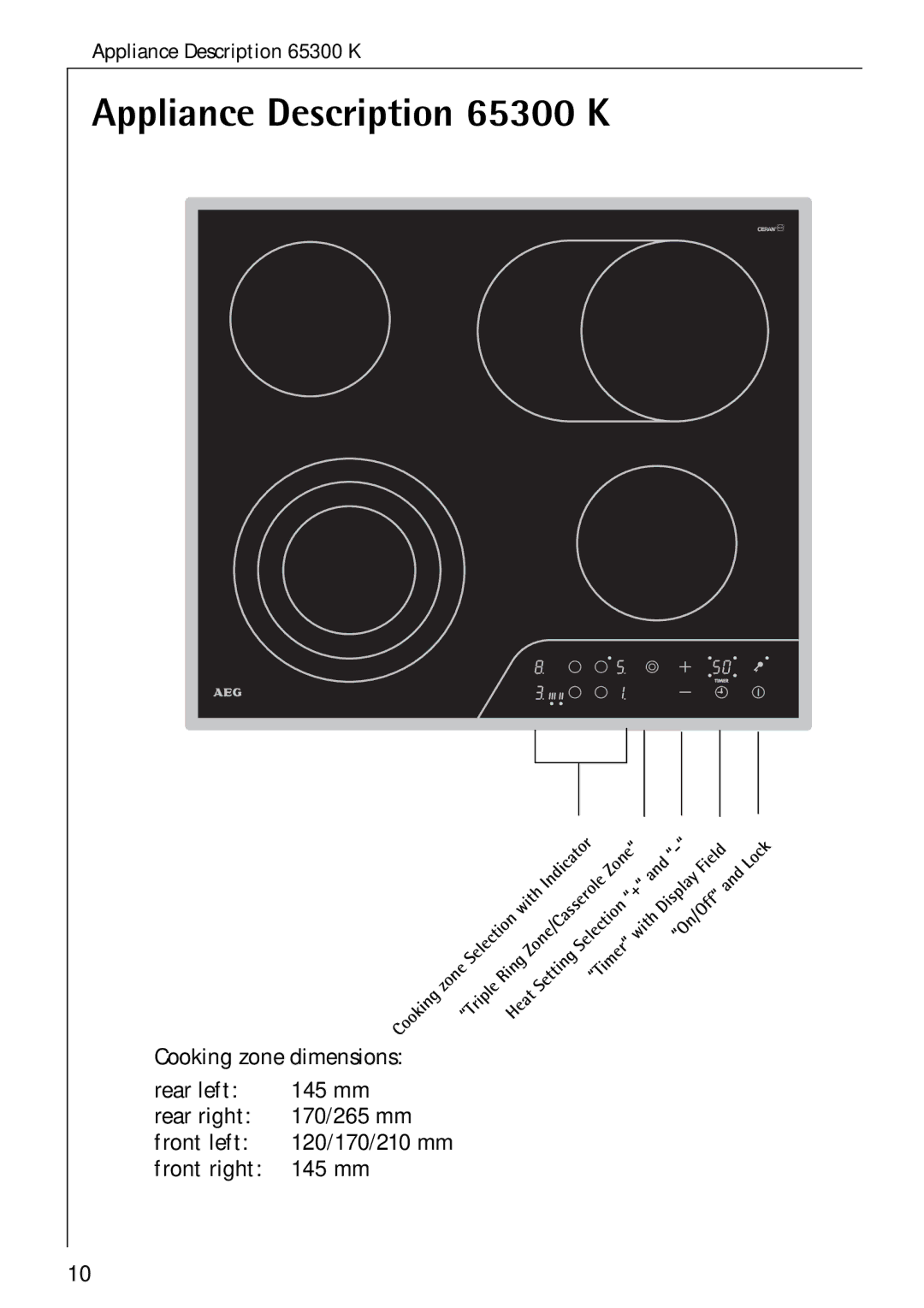 Electrolux manual Appliance Description 65300 K 