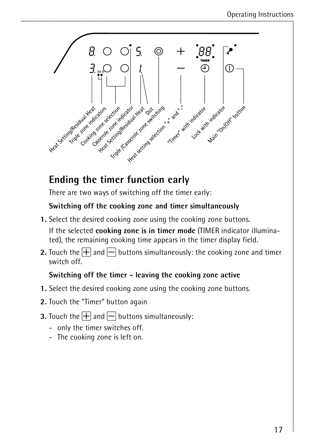 Electrolux 65300KF-an operating instructions Ending the timer function early 