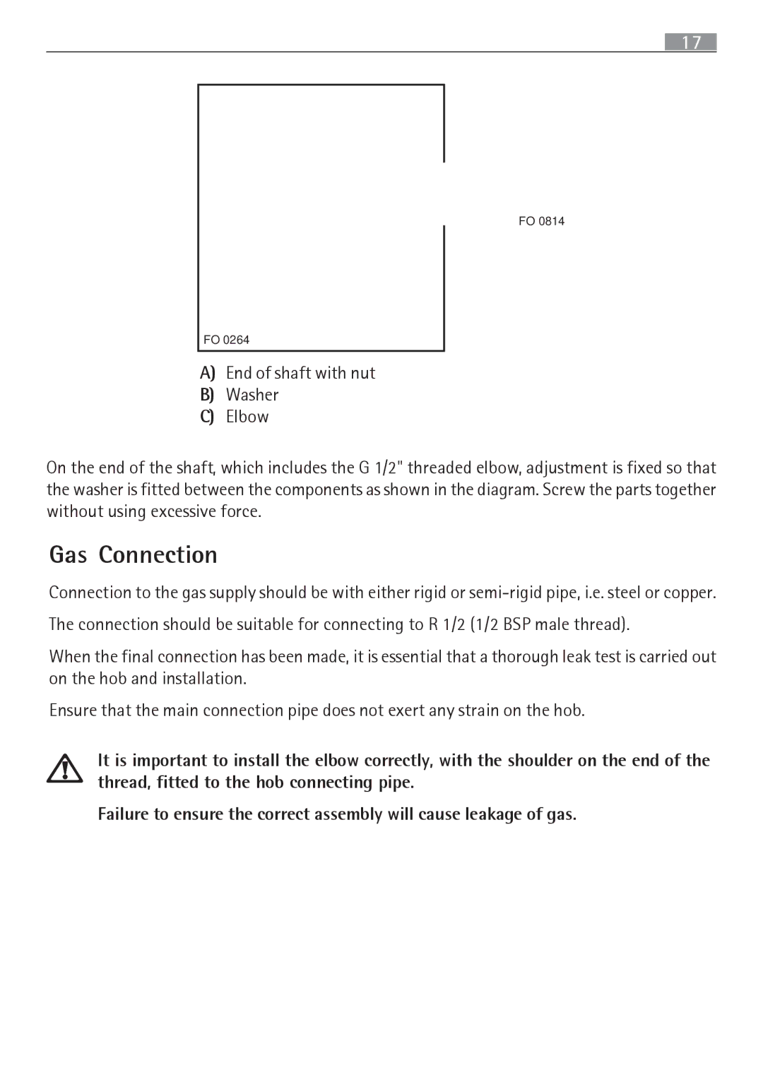 Electrolux 65852 G manual Gas Connection 