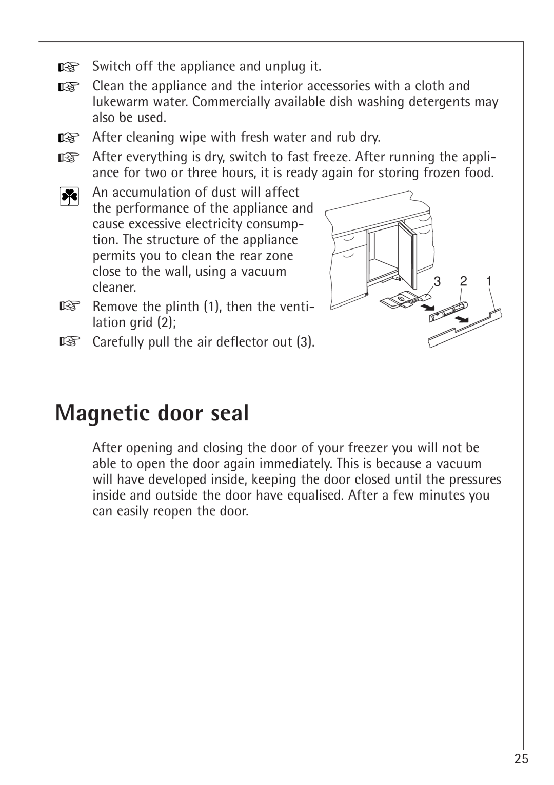 Electrolux 66050i installation instructions Magnetic door seal 