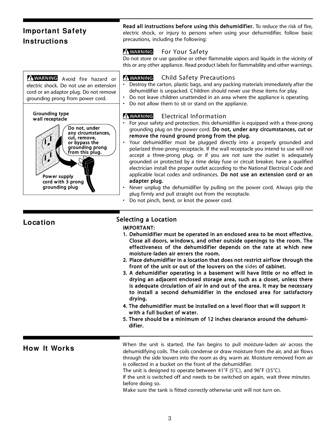 Electrolux 66166044 warranty Important Saf ety Instructions 