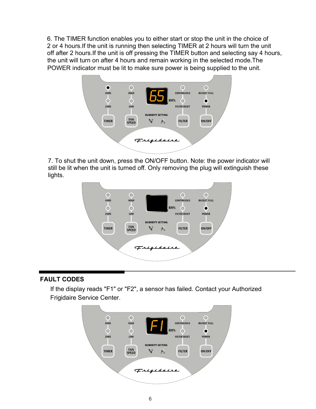 Electrolux 66166044 warranty Fault Codes 