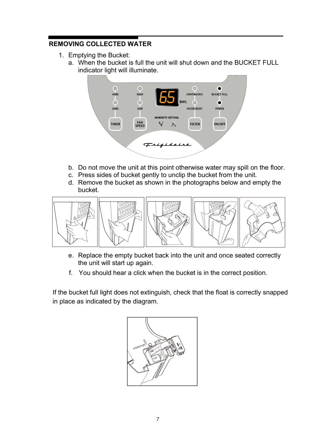 Electrolux 66166044 warranty Removing Collected Water 