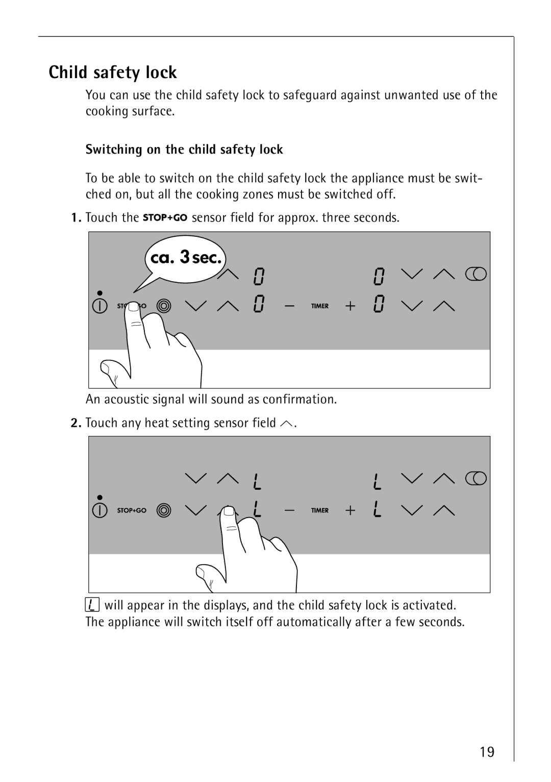 Electrolux 66300KF-an installation instructions Child safety lock 