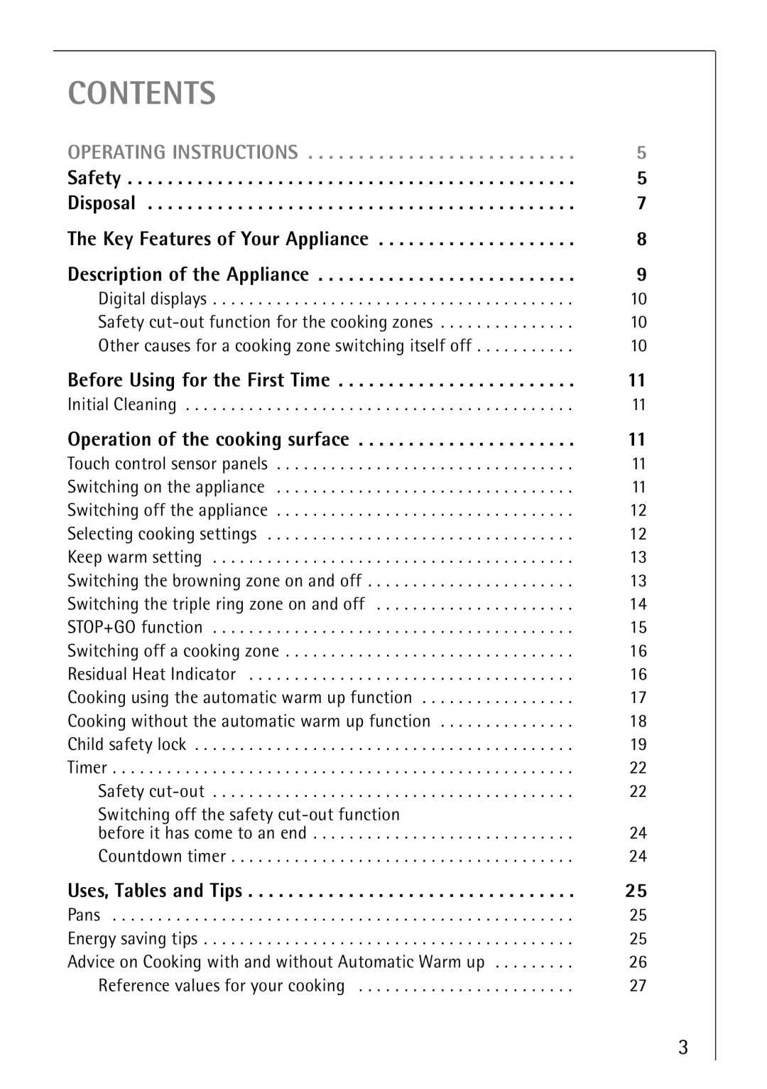 Electrolux 66300KF-an installation instructions Contents 