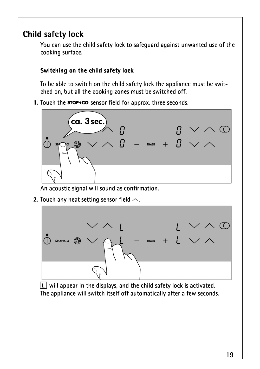Electrolux 66300KF-an installation instructions Child safety lock 