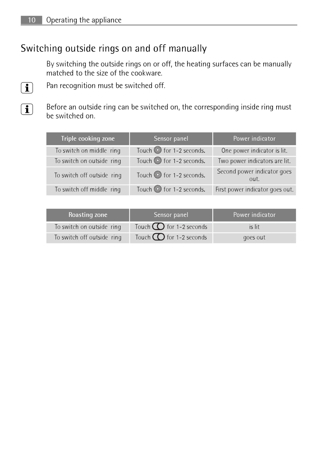 Electrolux 66320 K-MN user manual Switching outside rings on and off manually, Ring, Goes out 