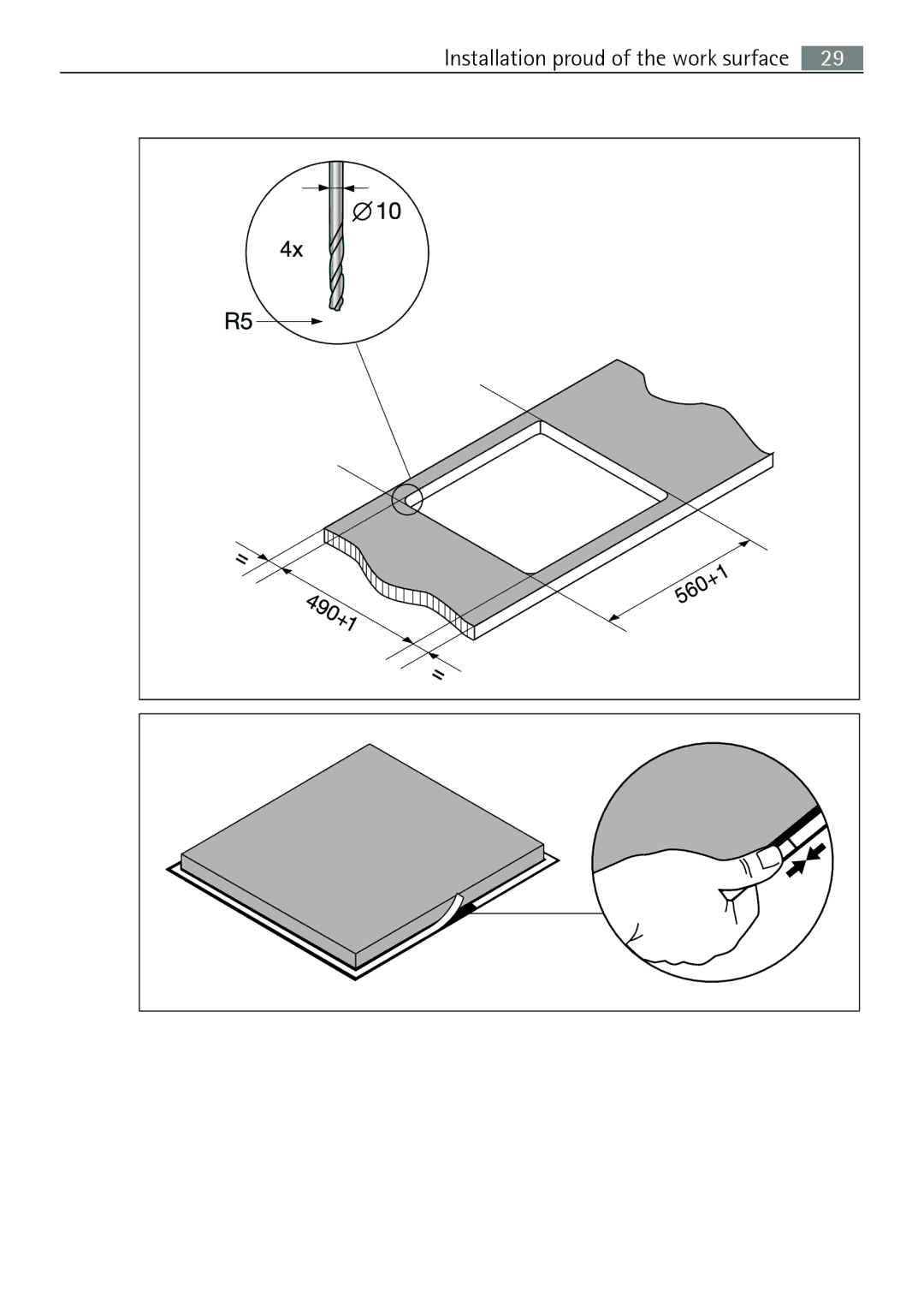 Electrolux 66331KF-N user manual Installation proud of the work surface 