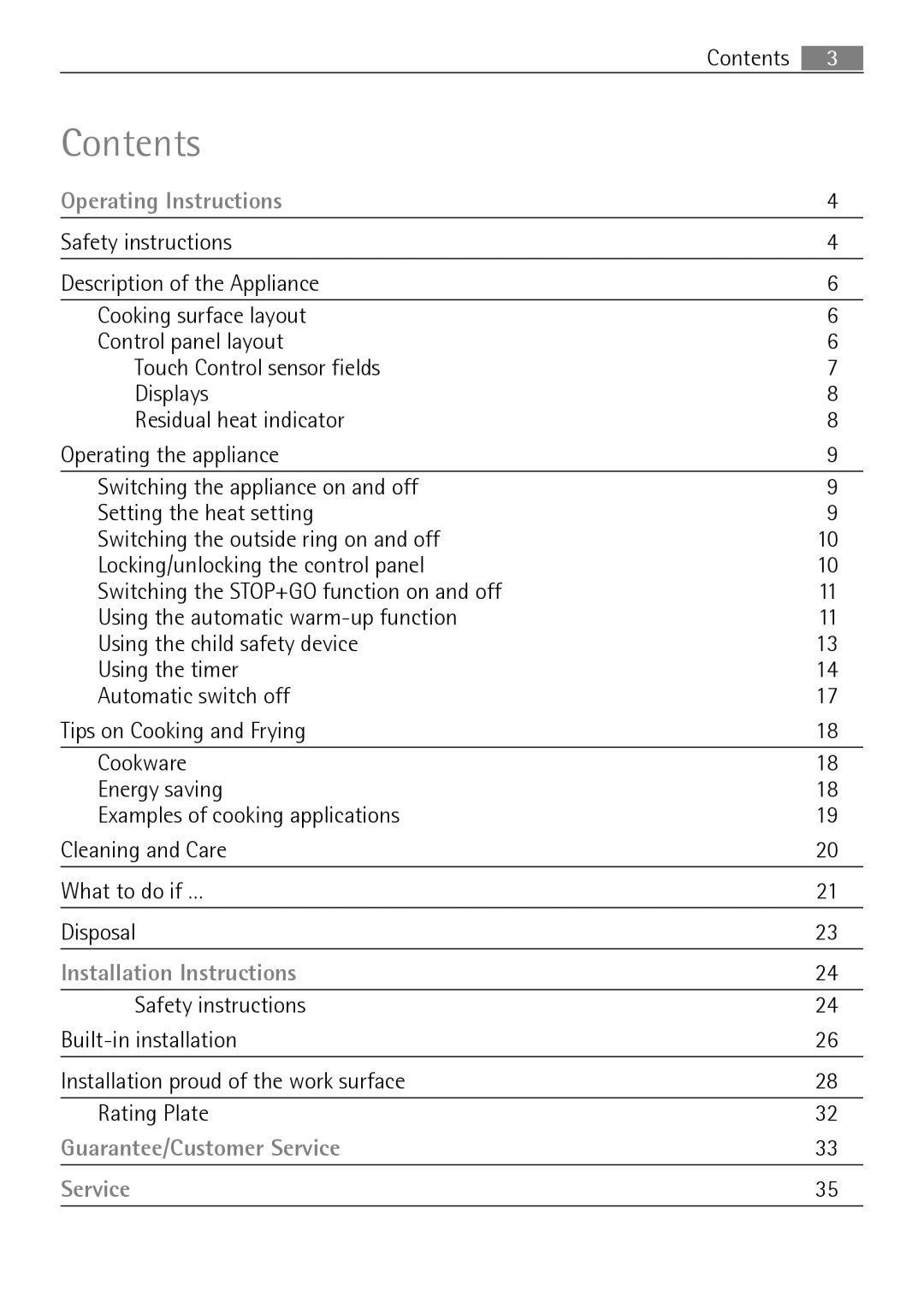 Electrolux 66331KF-N user manual Contents 