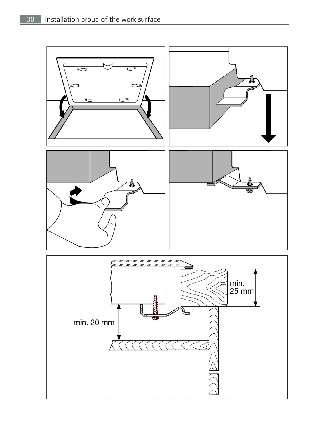 Electrolux 66331KF-N user manual Installation proud of the work surface 