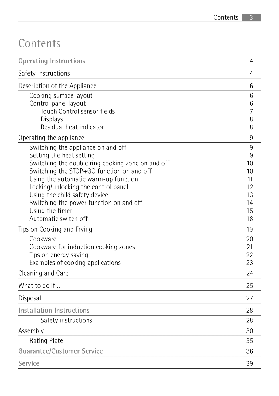 Electrolux 67160 KF-N user manual Contents 