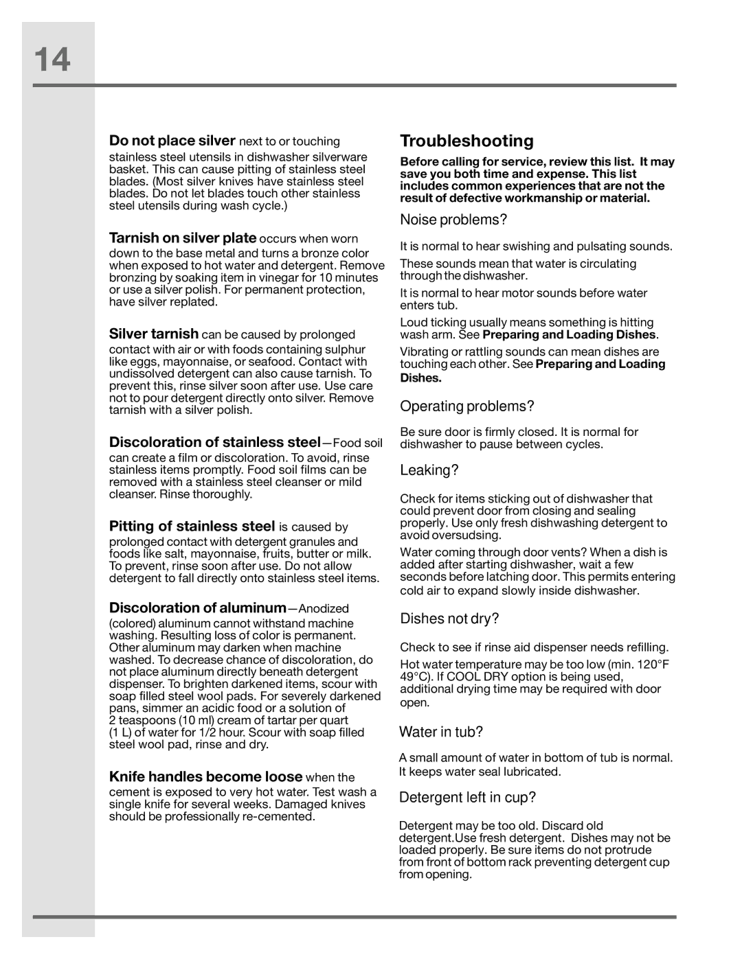 Electrolux 6.75E+11, 2001/05 manual Troubleshooting 